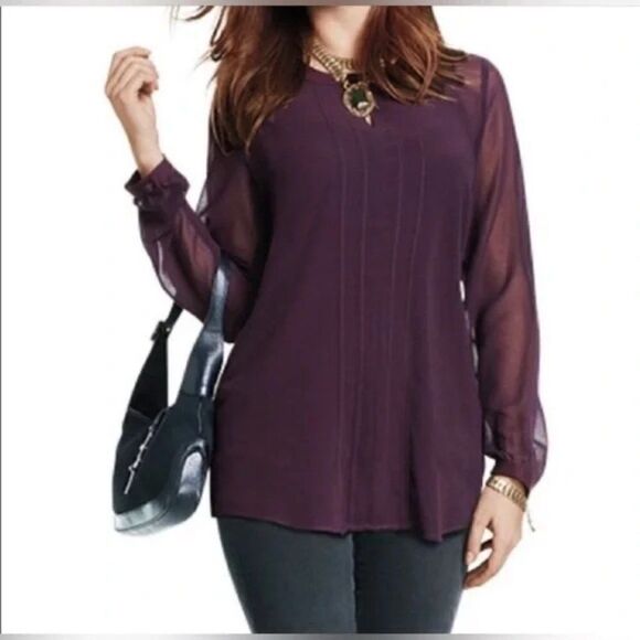 CABI Entice Long Sleeve Blouse Plum Style 3092 Size Large. VGUC! - Picture 1 of 7